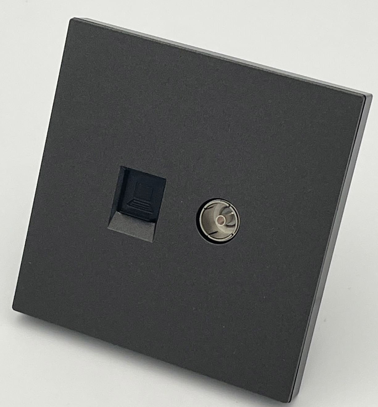 L520砂面黑（塑胶）网络插+电视插