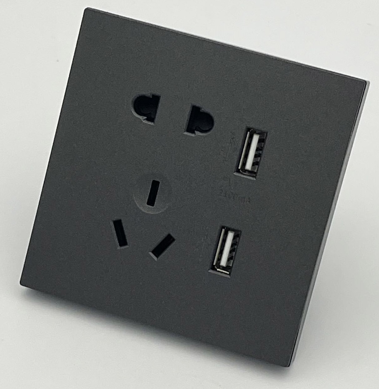 L520砂面黑（塑胶） 五孔插座带USB