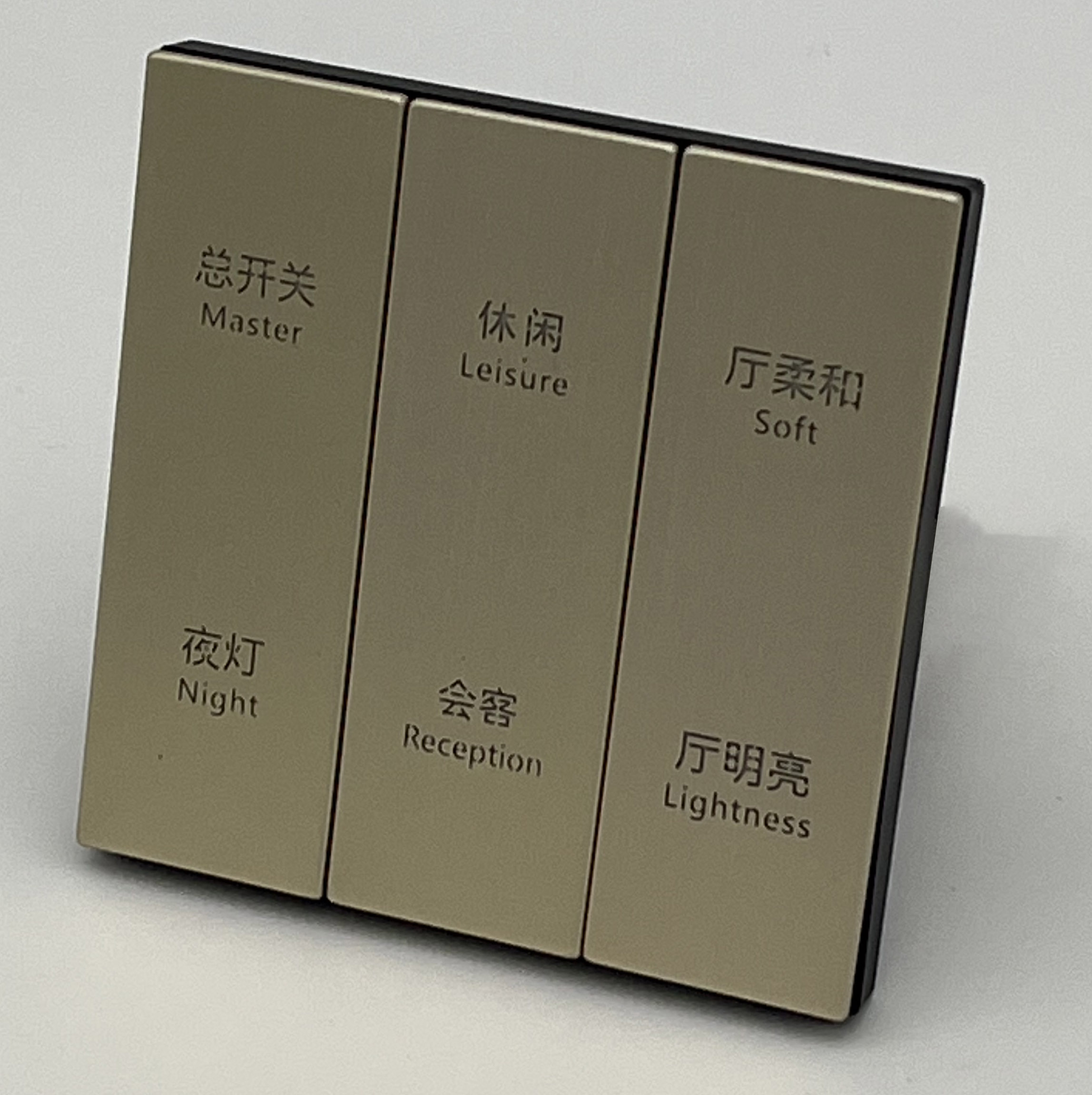 L530香槟金 三位12V干接点开关 六开/三位12V-485通讯 六开