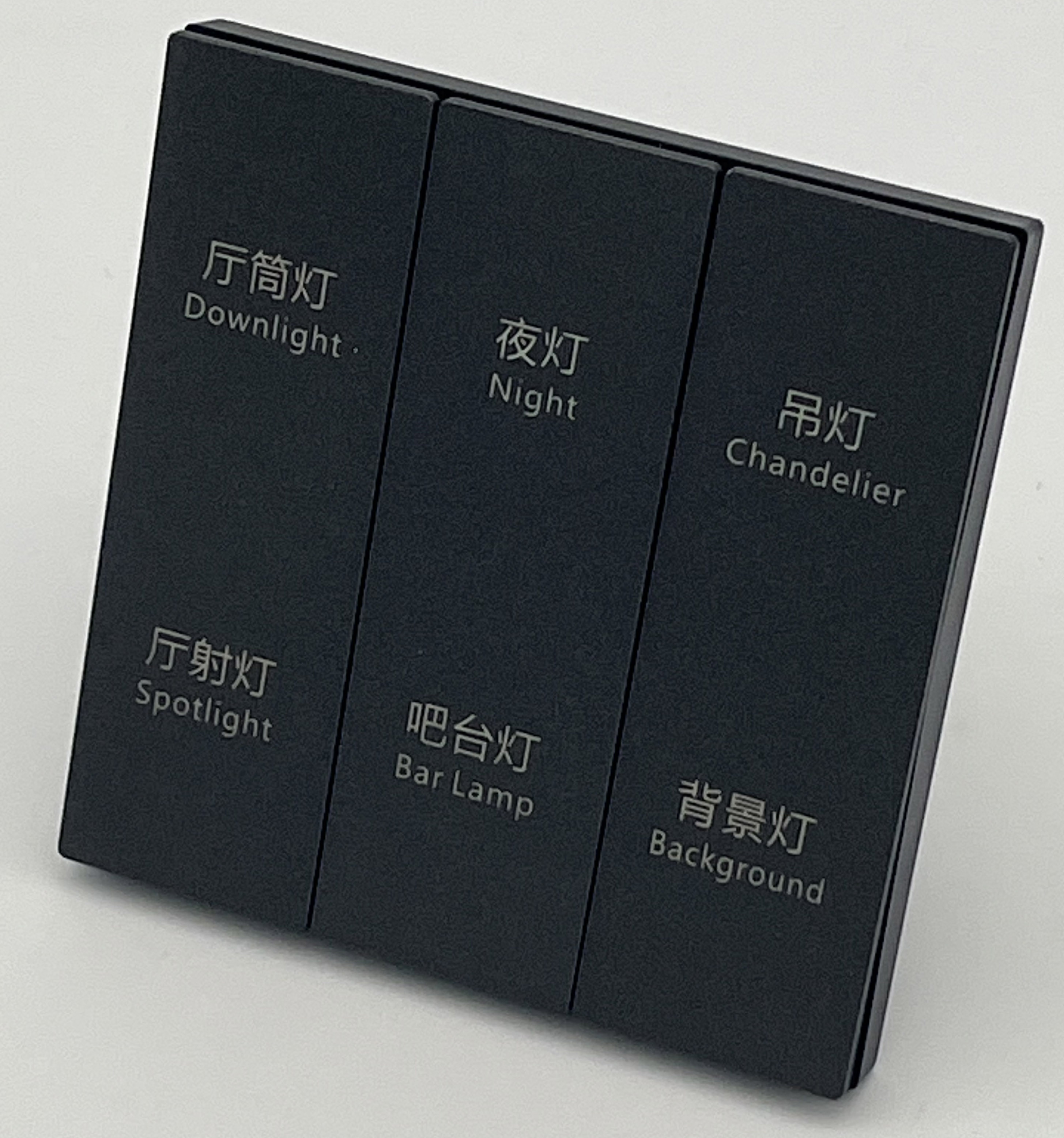 L520砂面黑（塑胶）三位12V干接点开关 六开/三位12V-485通讯 六开