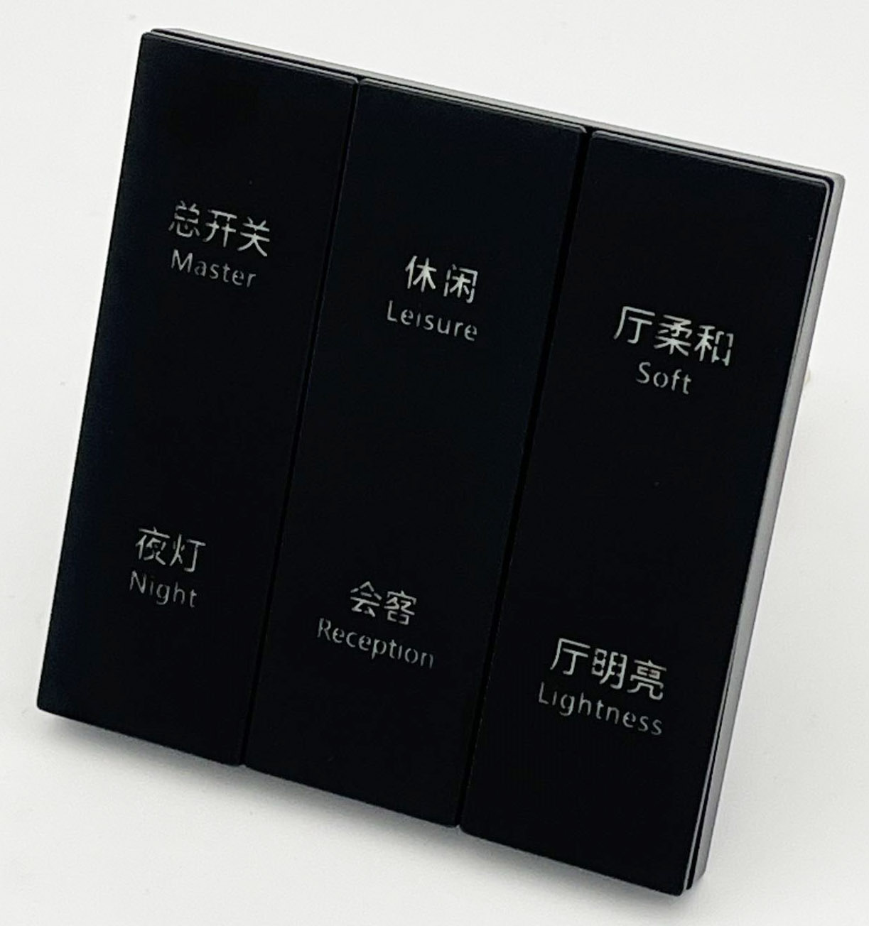 L530拉丝黑 三位12V干接点开关 六开/三位12V-485通讯 六开